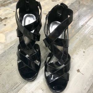 Charlotte Russe Black Strap Wedges